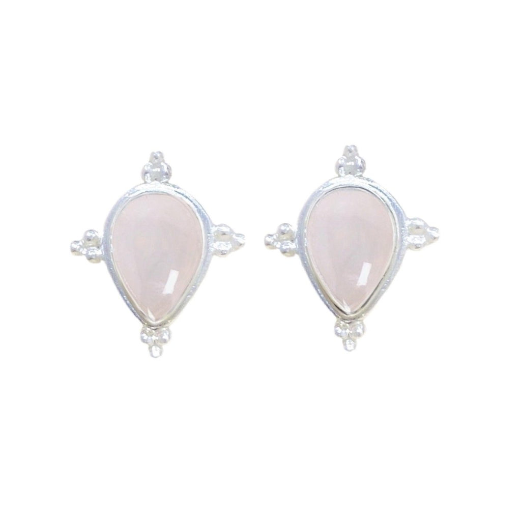 Laihas Zahli Raindrop Rose Quartz Stud Earrings