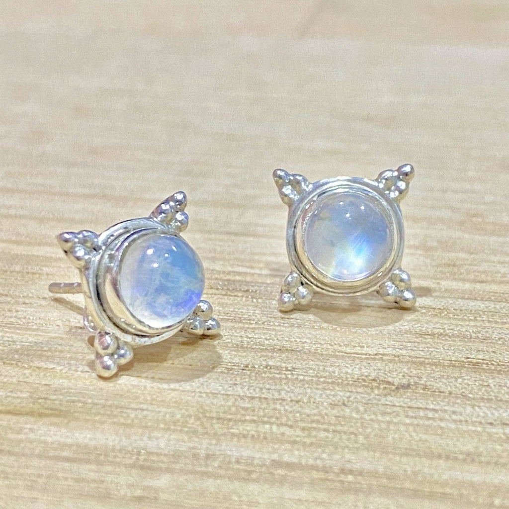 Laihas Zahli Round Moonstone Stud Earrings