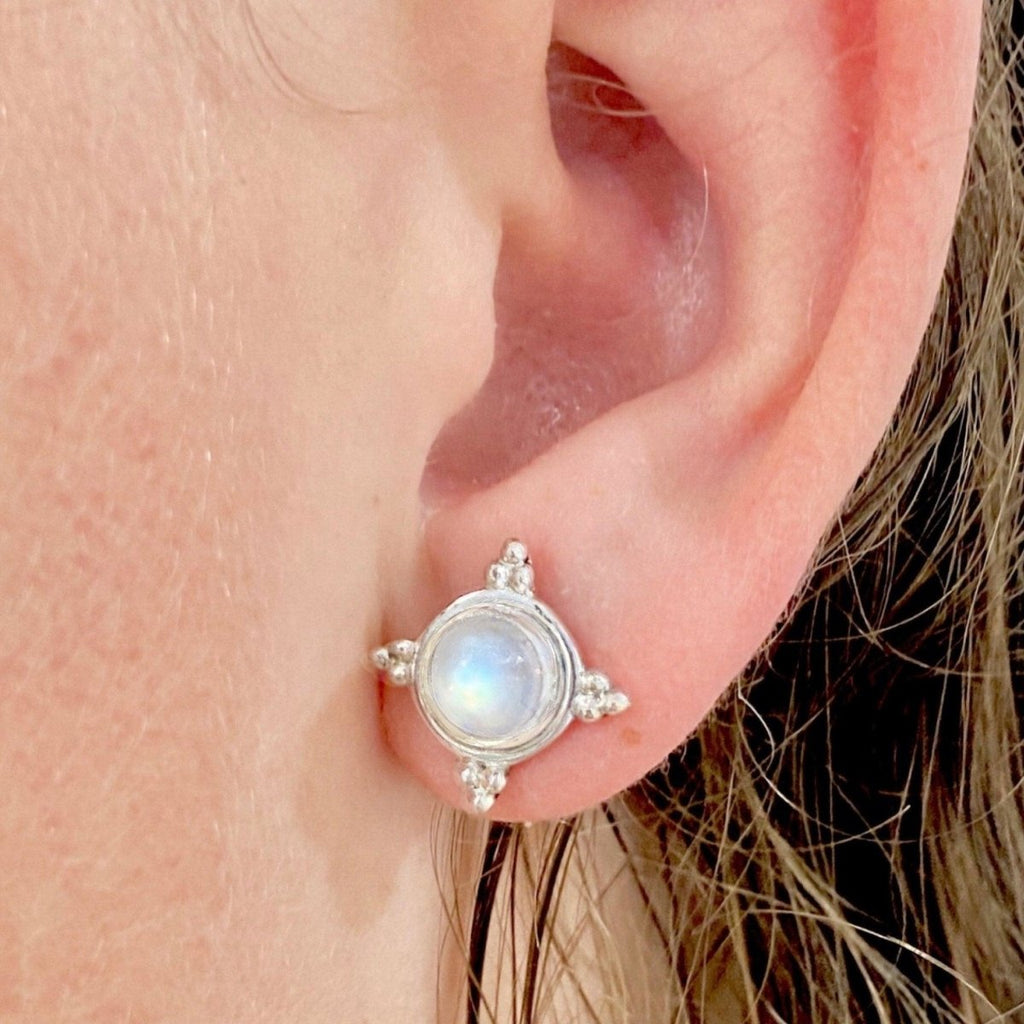 Laihas Zahli Round Moonstone Stud Earrings