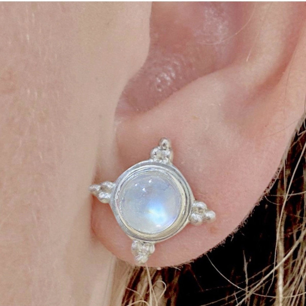 Laihas Zahli Round Moonstone Stud Earrings