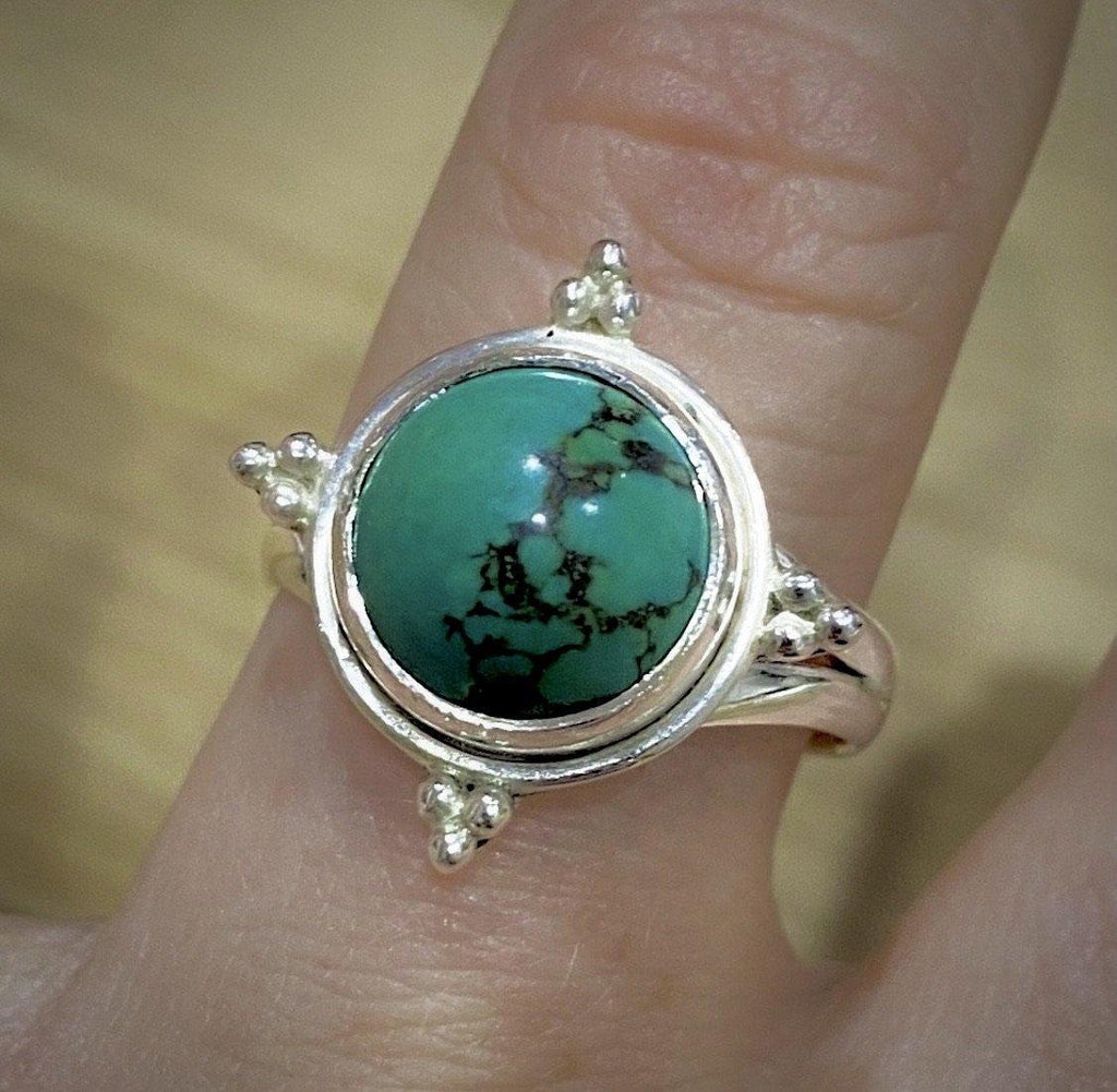 Laihas Zahli Round Natural Tibetan Turquoise Ring