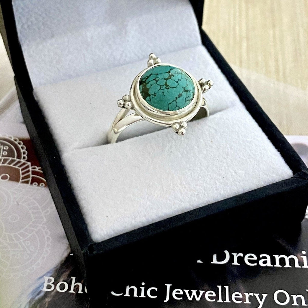 Laihas Zahli Round Natural Tibetan Turquoise Ring