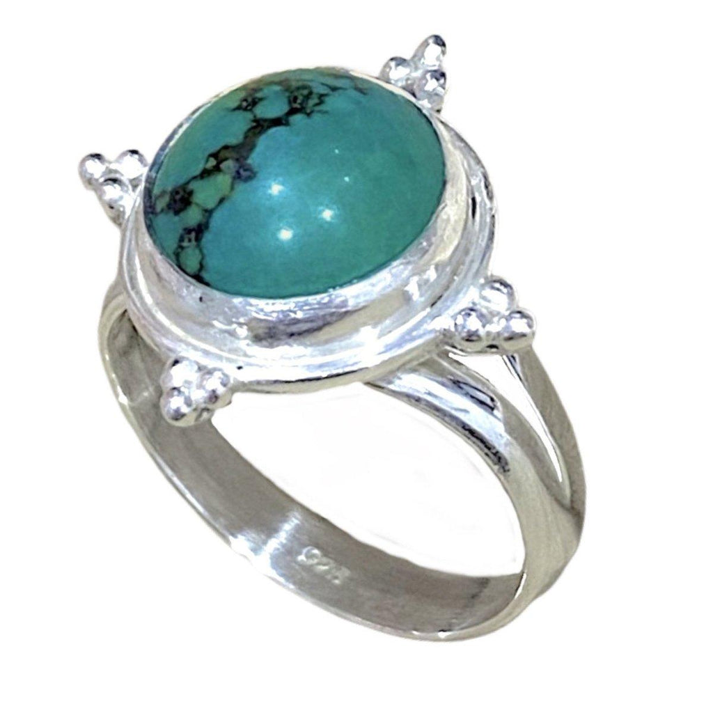 Laihas Zahli Round Natural Tibetan Turquoise Ring