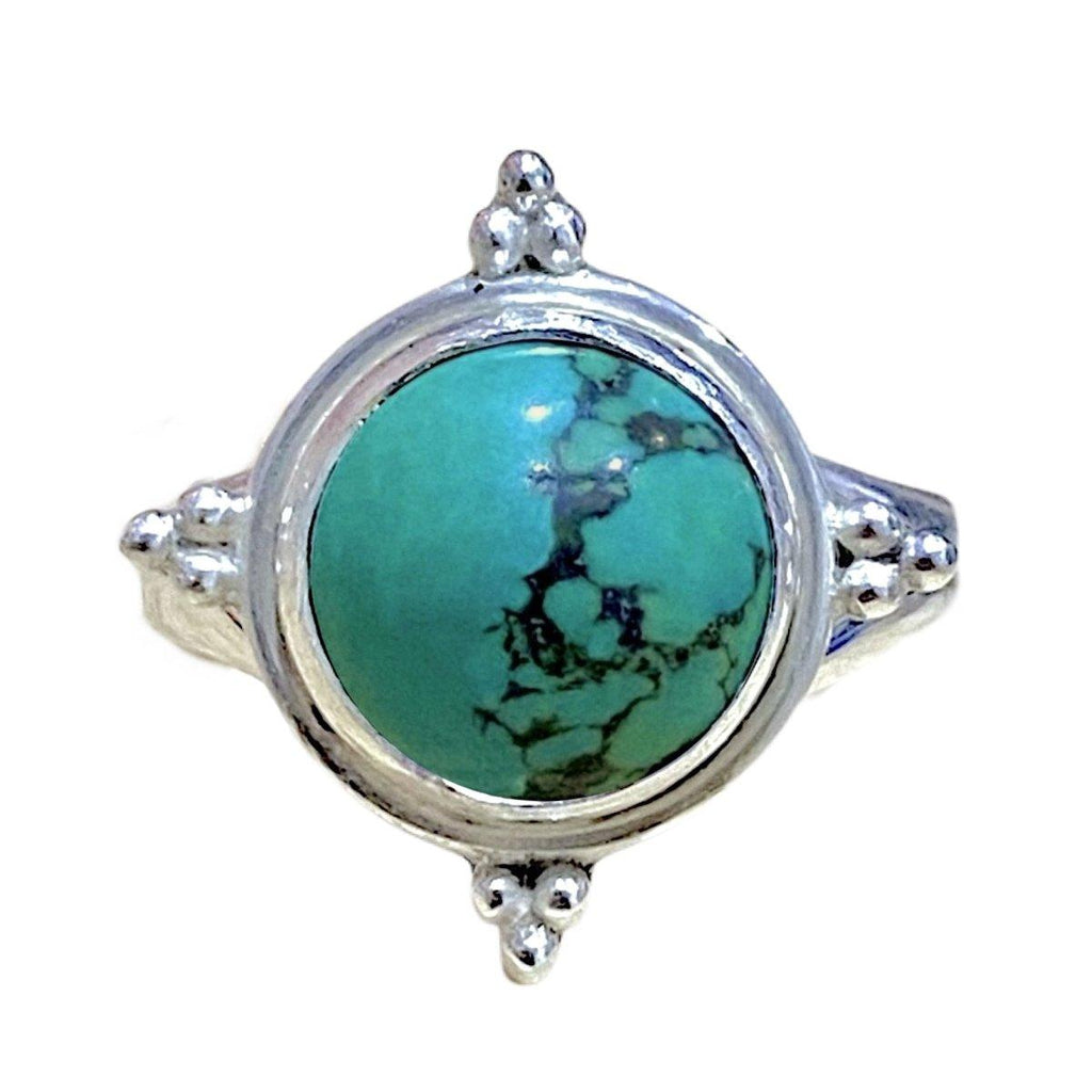 Laihas Zahli Round Natural Tibetan Turquoise Ring