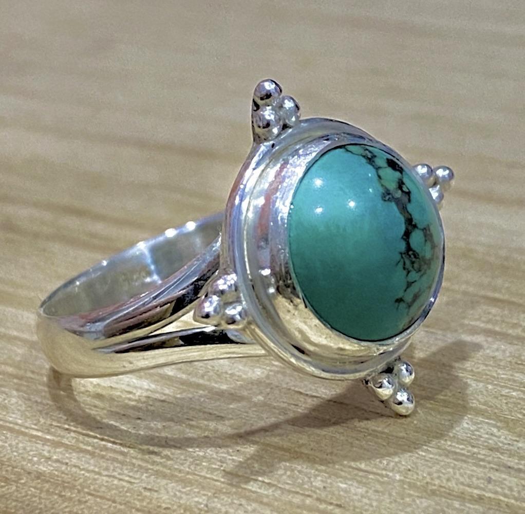 Laihas Zahli Round Natural Tibetan Turquoise Ring