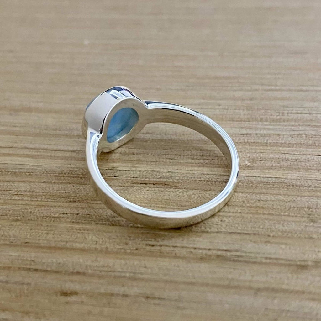 Larimar Ring- Elegant Small Round Larimar
