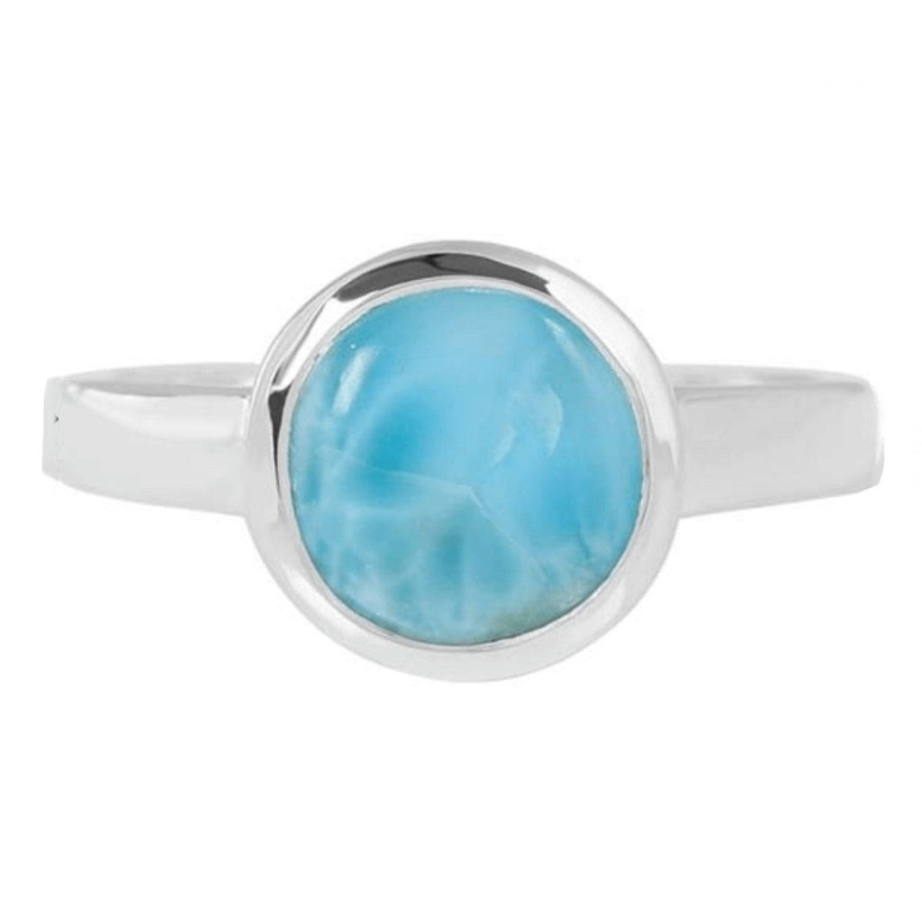 Larimar Ring- Elegant Small Round Larimar