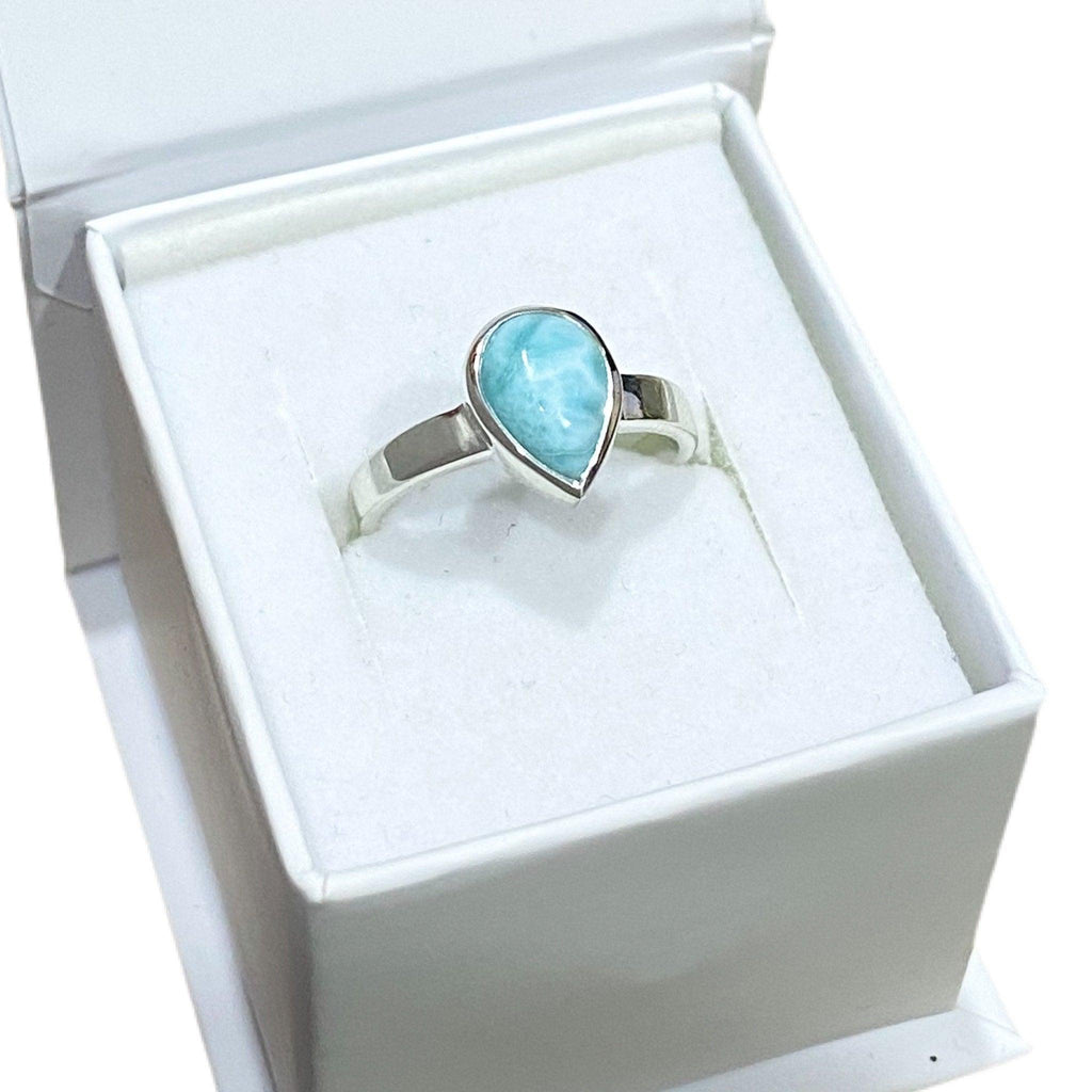 Larimar Ring- Laihas Elegant Teardrop