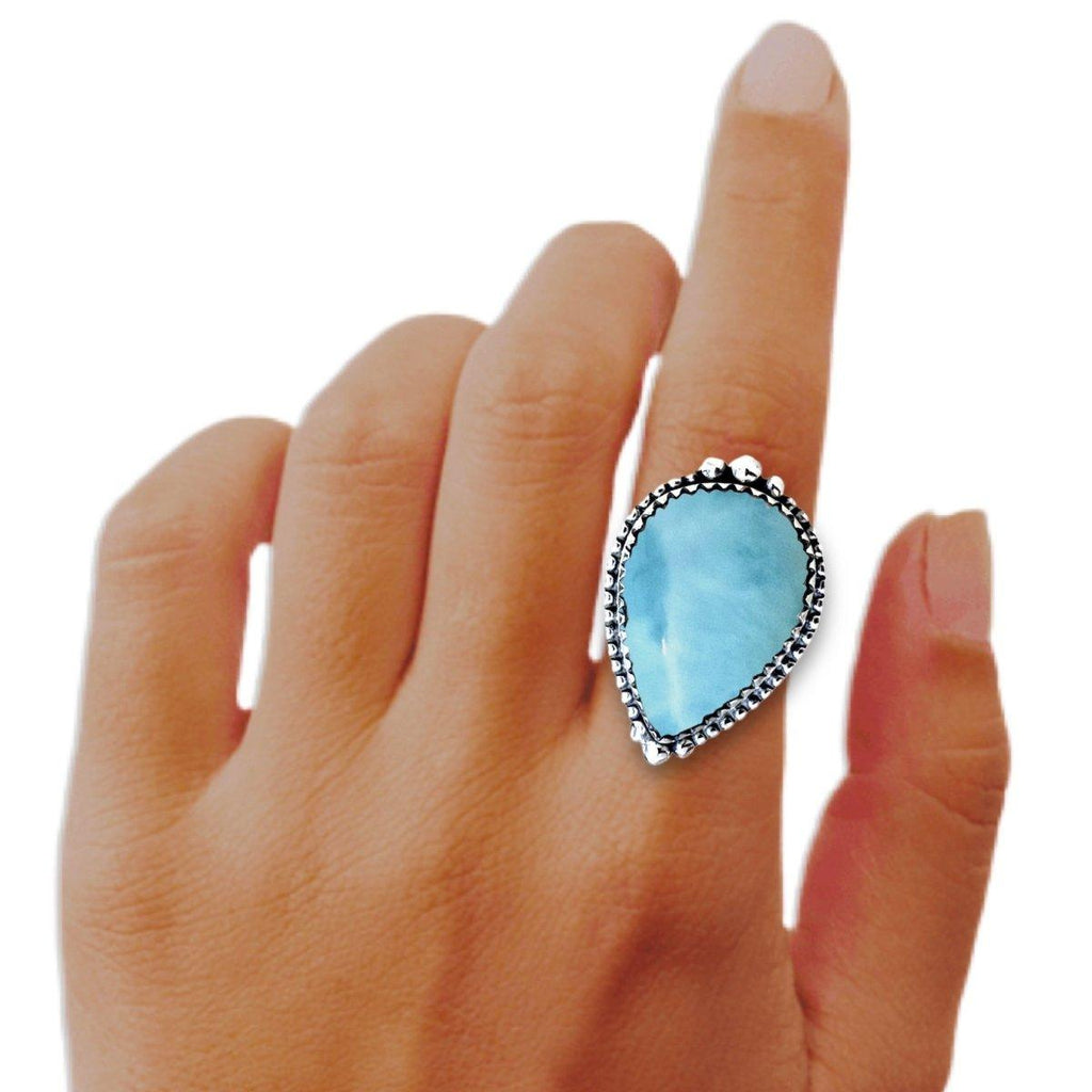 Larimar Ring- Laihas XLARGE Bohemian Raindrop