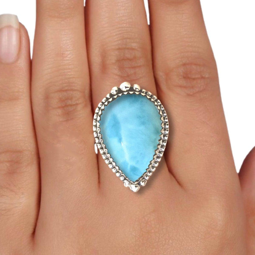 Larimar Ring- Laihas XLARGE Bohemian Raindrop