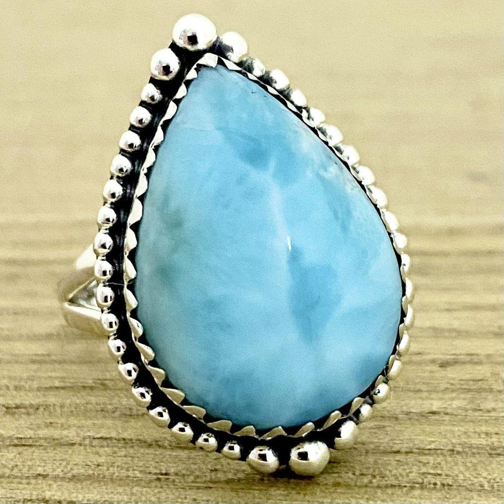 Larimar Ring- Laihas XLARGE Bohemian Raindrop