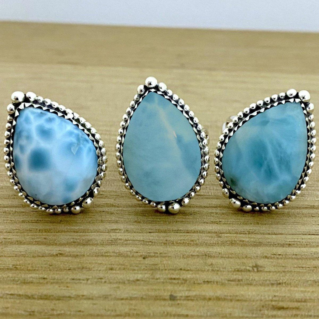 Larimar Ring- Laihas XLARGE Bohemian Raindrop