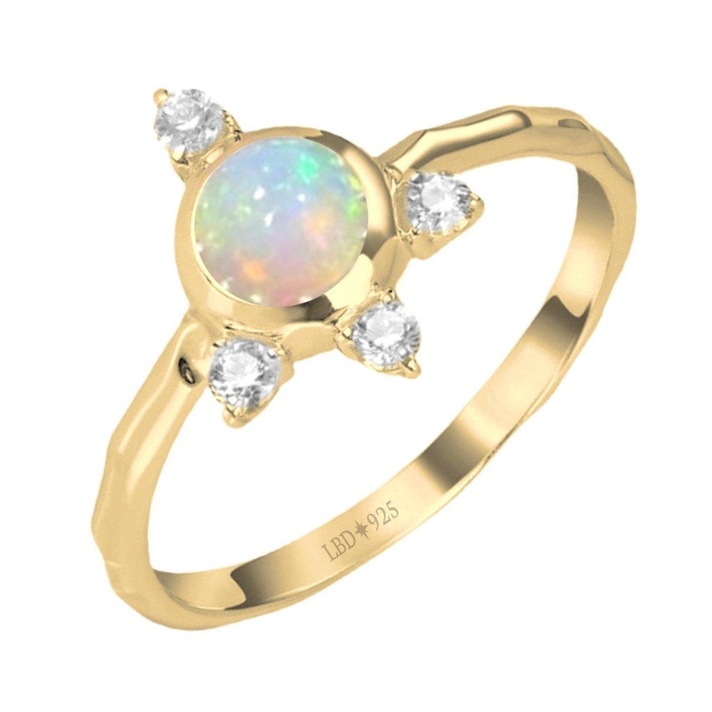 Luxury Solar Burst Opal & Topaz Gold Ring