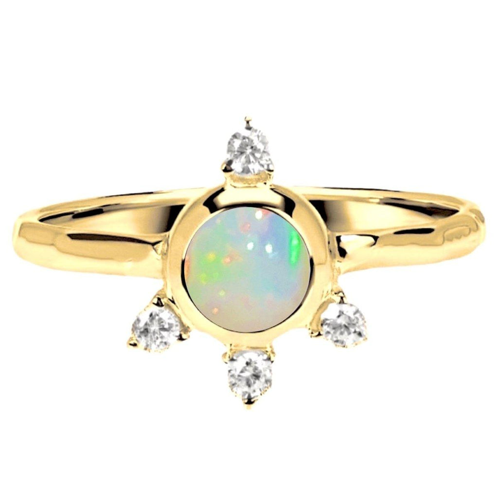 Luxury Solar Burst Opal & Topaz Gold Ring