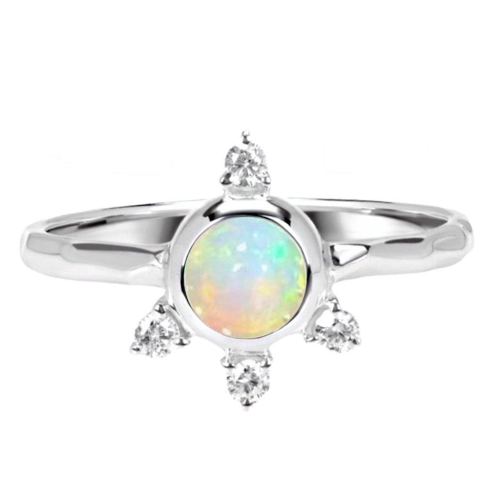 Luxury Solar Burst Opal & Topaz Ring