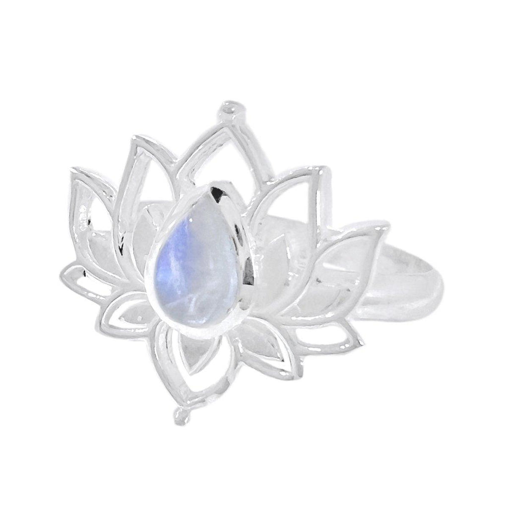 Moonstone Ring- Opulent Lotus Flower Ring
