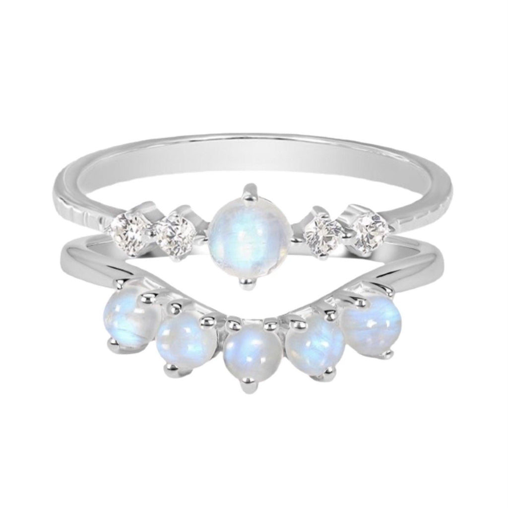 Moonstone Ring- Petite Sparkle Topaz and Moonstone Ring
