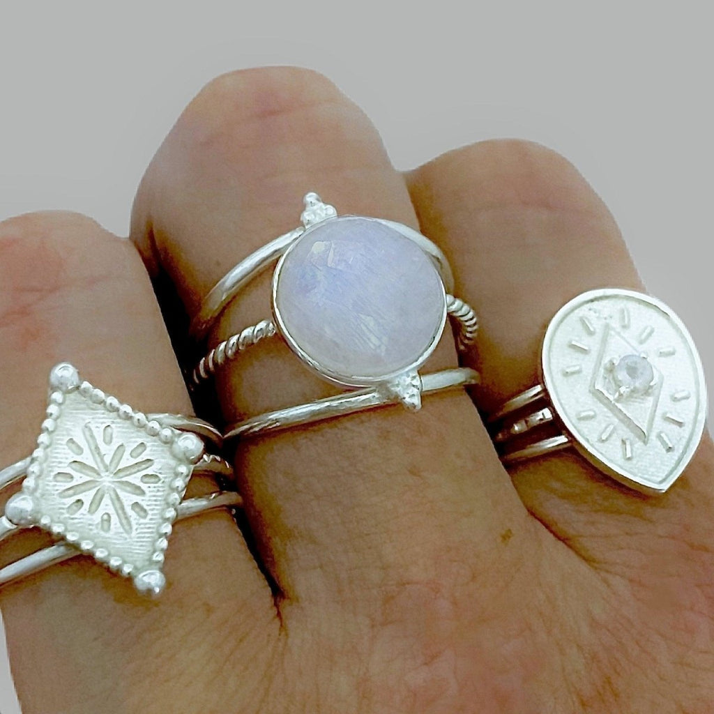 Moonstone Ring- Prestige Sparkle Sterling Silver