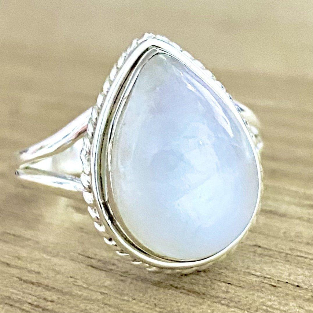 Moonstone Ring- Twisted Raindrop