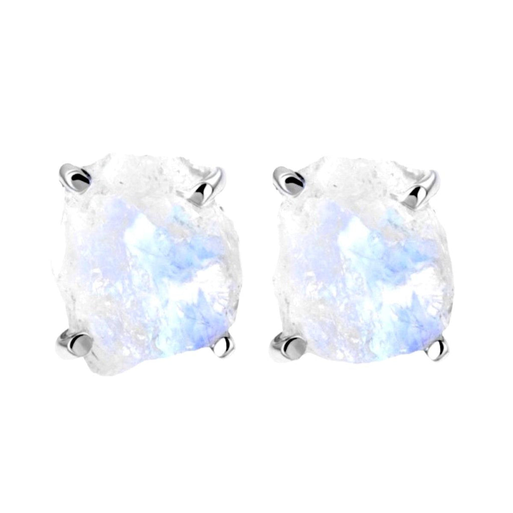 Moonstone Studs-Raw Crystal Moonstone Stud Earrings