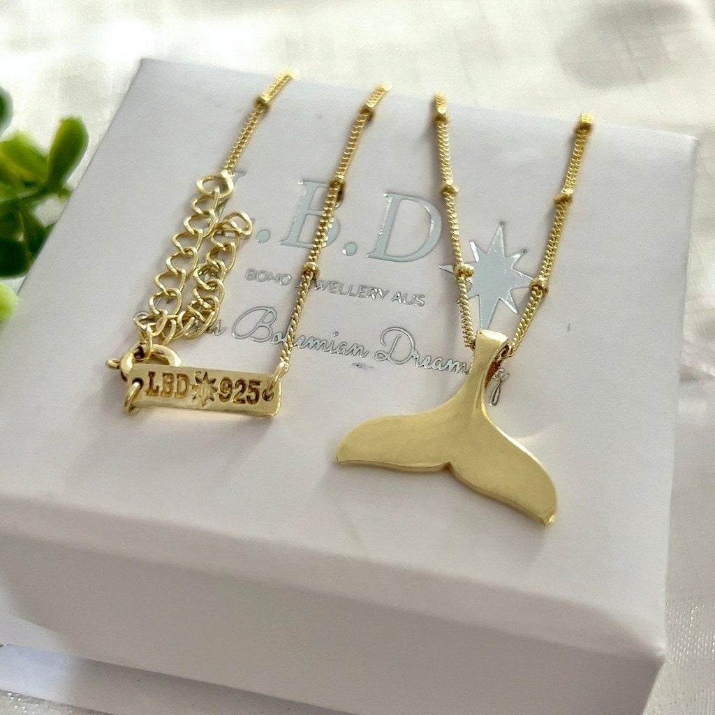 Ocean Inspired Gold Whale Tail Necklace