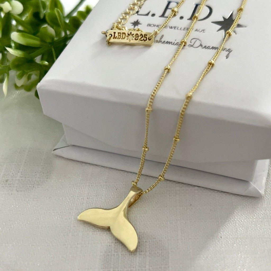 Ocean Inspired Gold Whale Tail Necklace