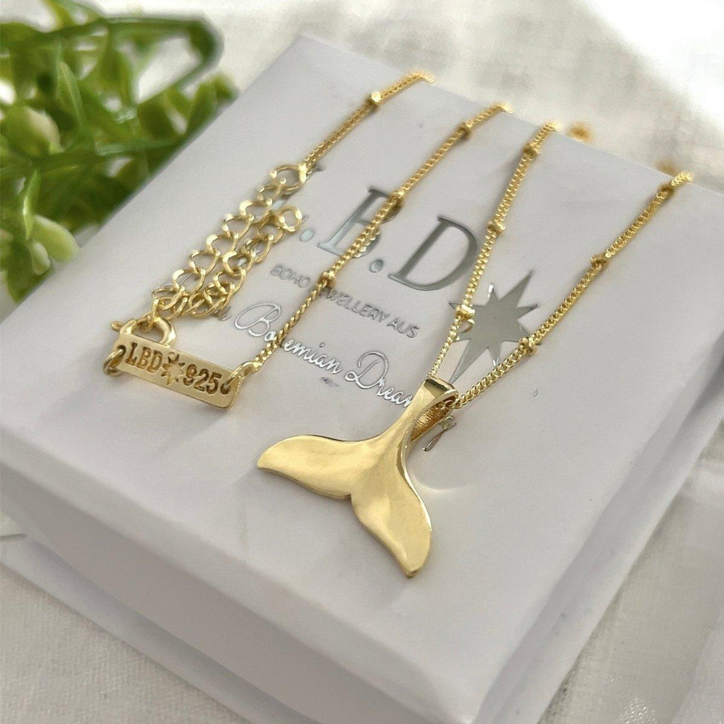 Ocean Inspired Gold Whale Tail Necklace