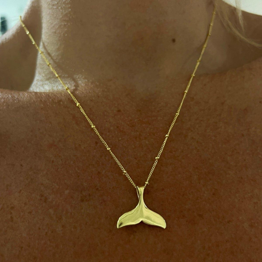 Ocean Inspired Gold Whale Tail Necklace