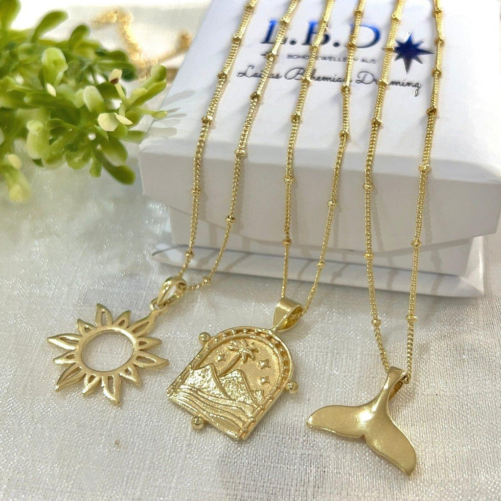 Ocean Inspired Gold Whale Tail Necklace