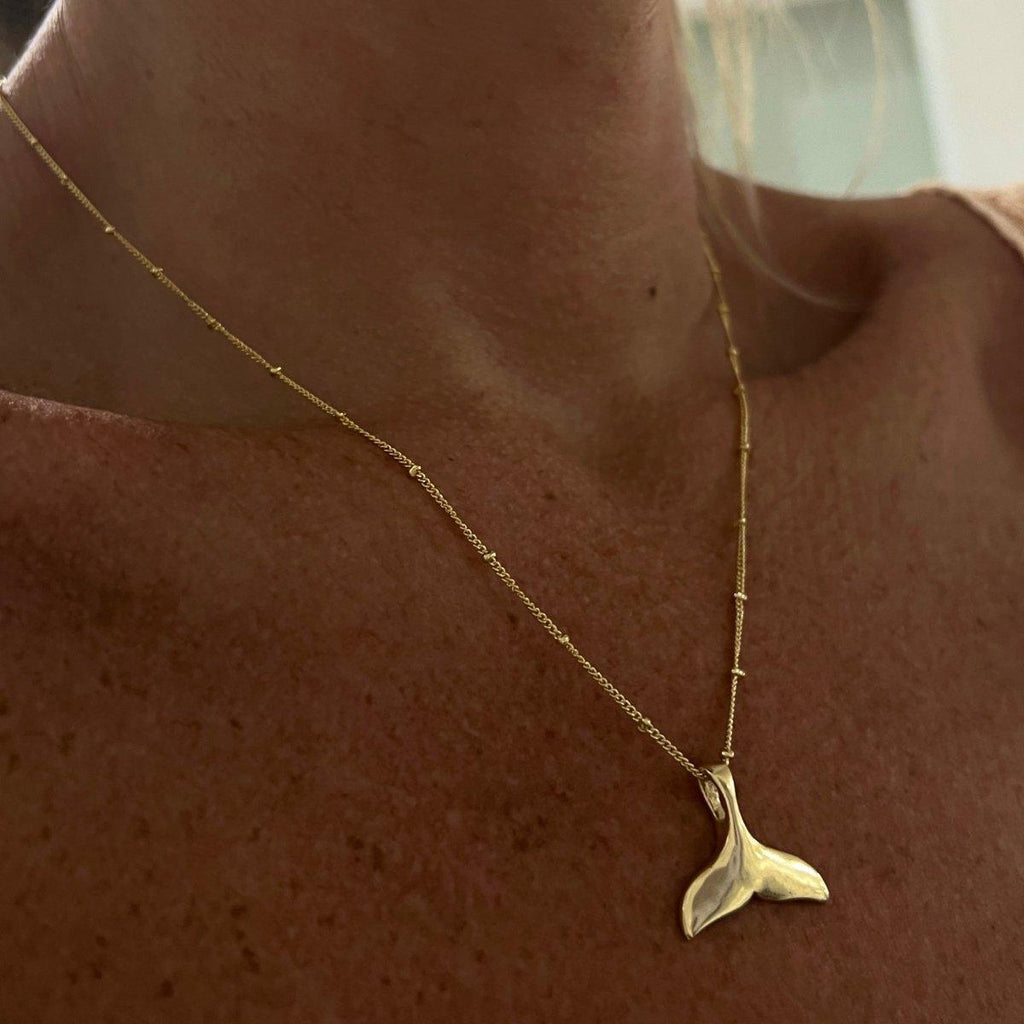 Ocean Inspired Gold Whale Tail Necklace