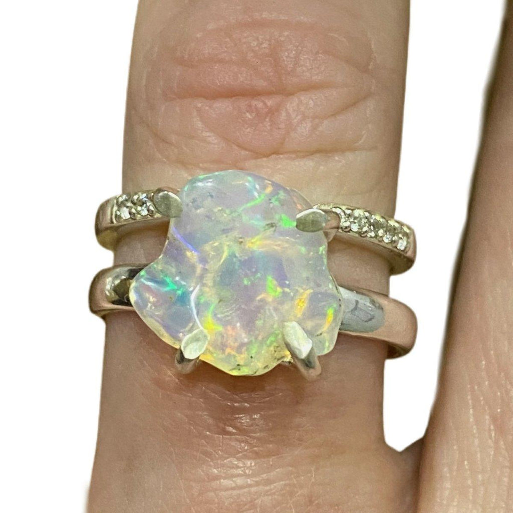 Opal Ring -Raw Opal Crystal Ring L.B.D
