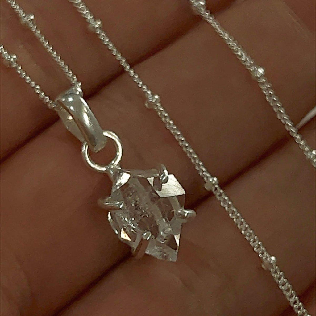 Petite Herkimer Diamond Necklace- Raw Crystal Necklace