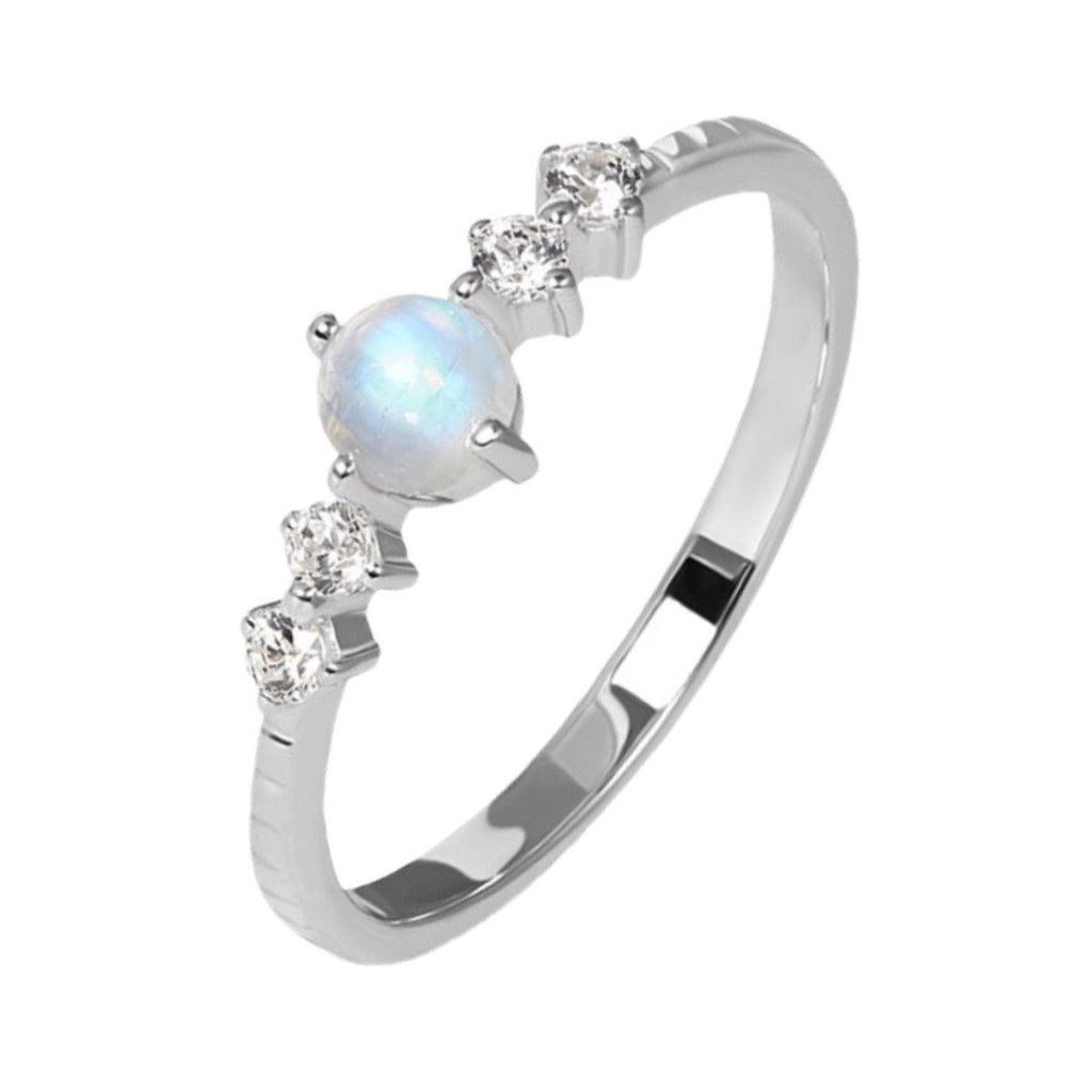 Petite Sparkle Moonstone and Topaz Ring Set