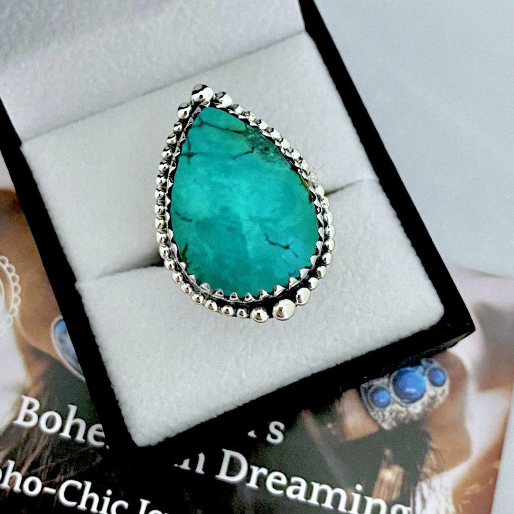 Turquoise Ring- Laihas Bohemian Teardrop Statement Ring