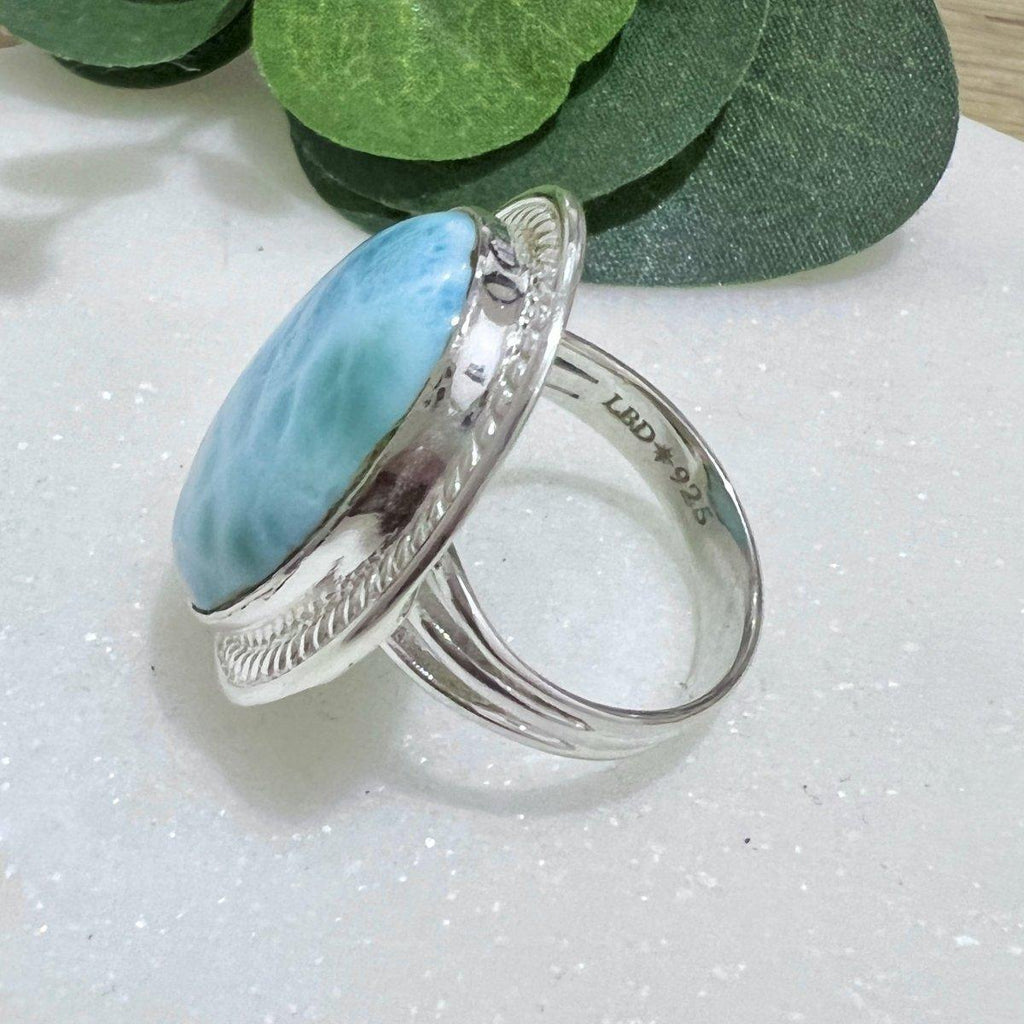 XLARGE Larimar Ring- Gleaming Boho Statement Ring